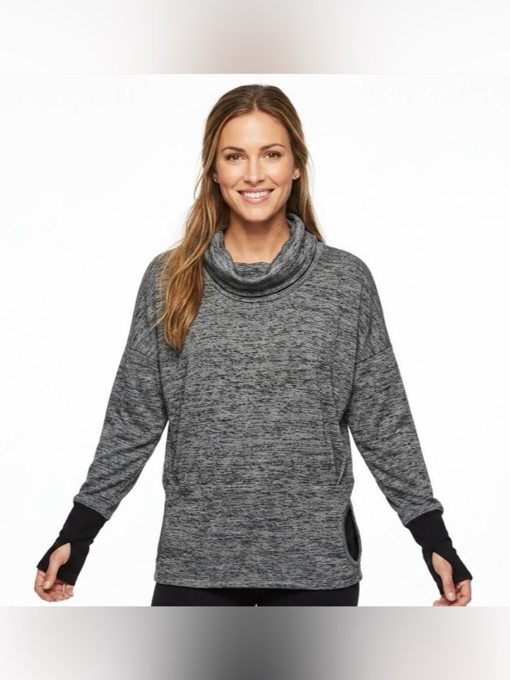 Athleta Cozy Gray Cowl-Neck Women's Sweater Size Large